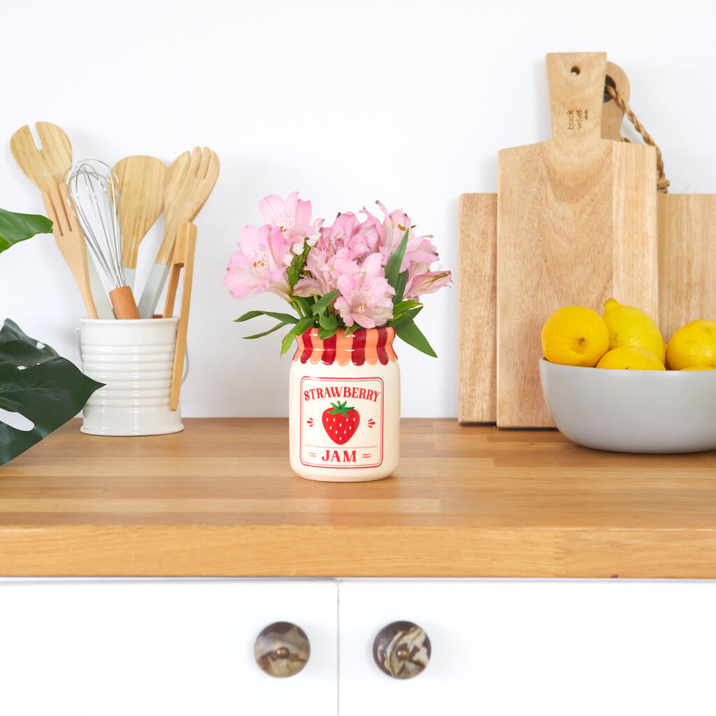 VASE CERAMIC RED STRAWBERRY