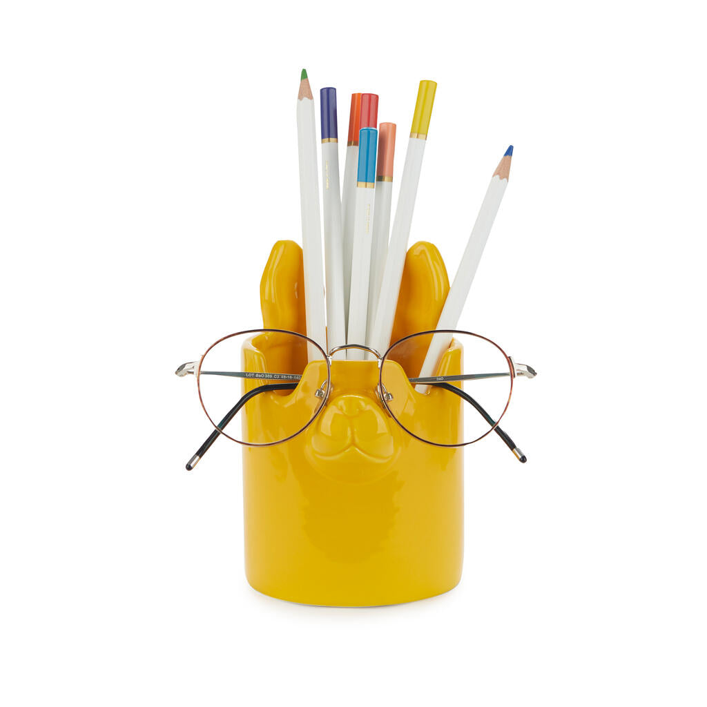 PEN HOLDER YELLOW NOSY DOG
