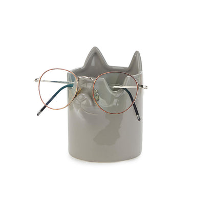 PEN HOLDER GREY NOSY CAT