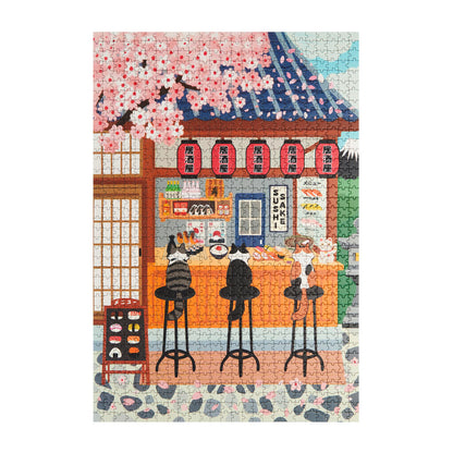 PUZZLE CHIPBOARD ART SUSHI CATS