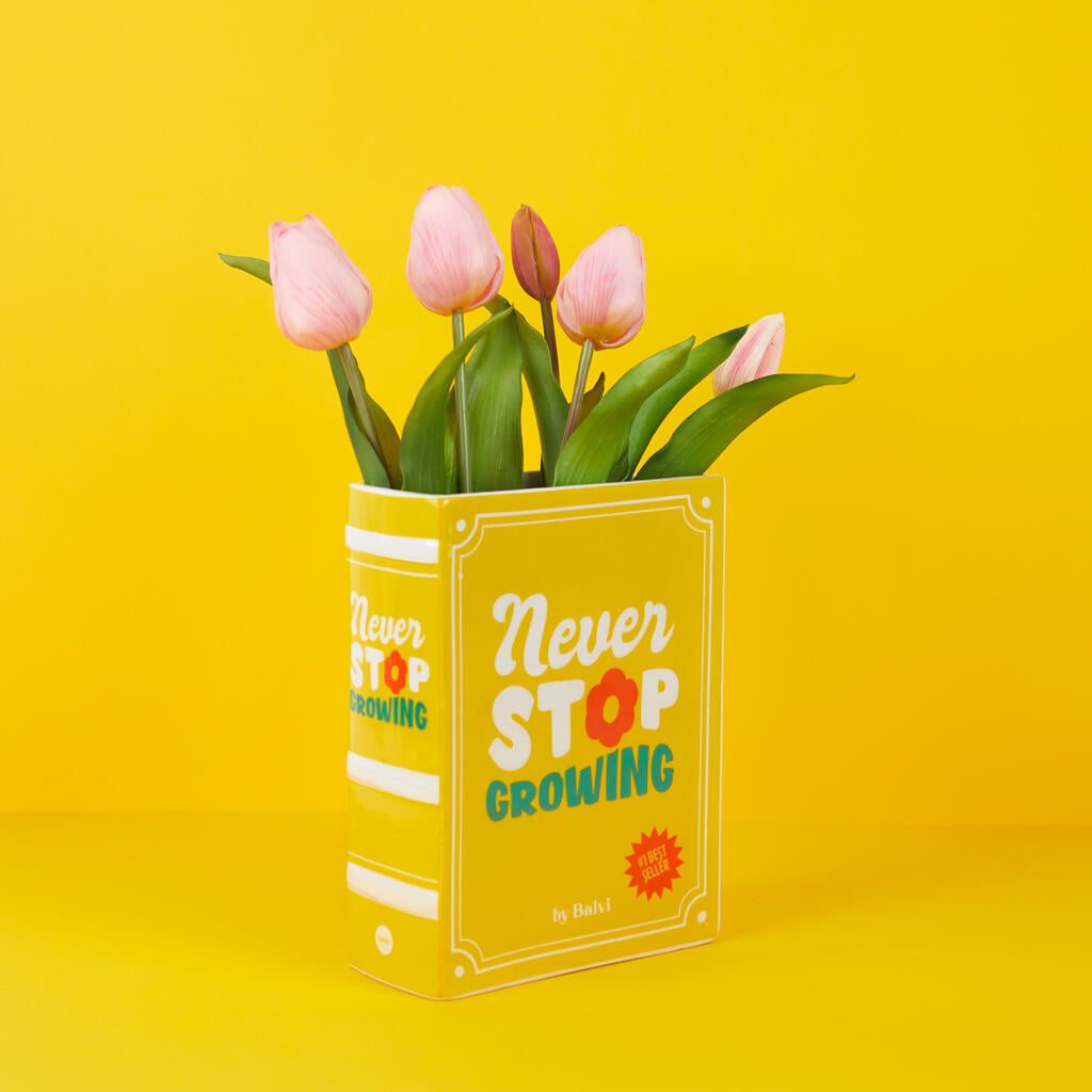 VASE CERAMIC YELLOW BOOK
