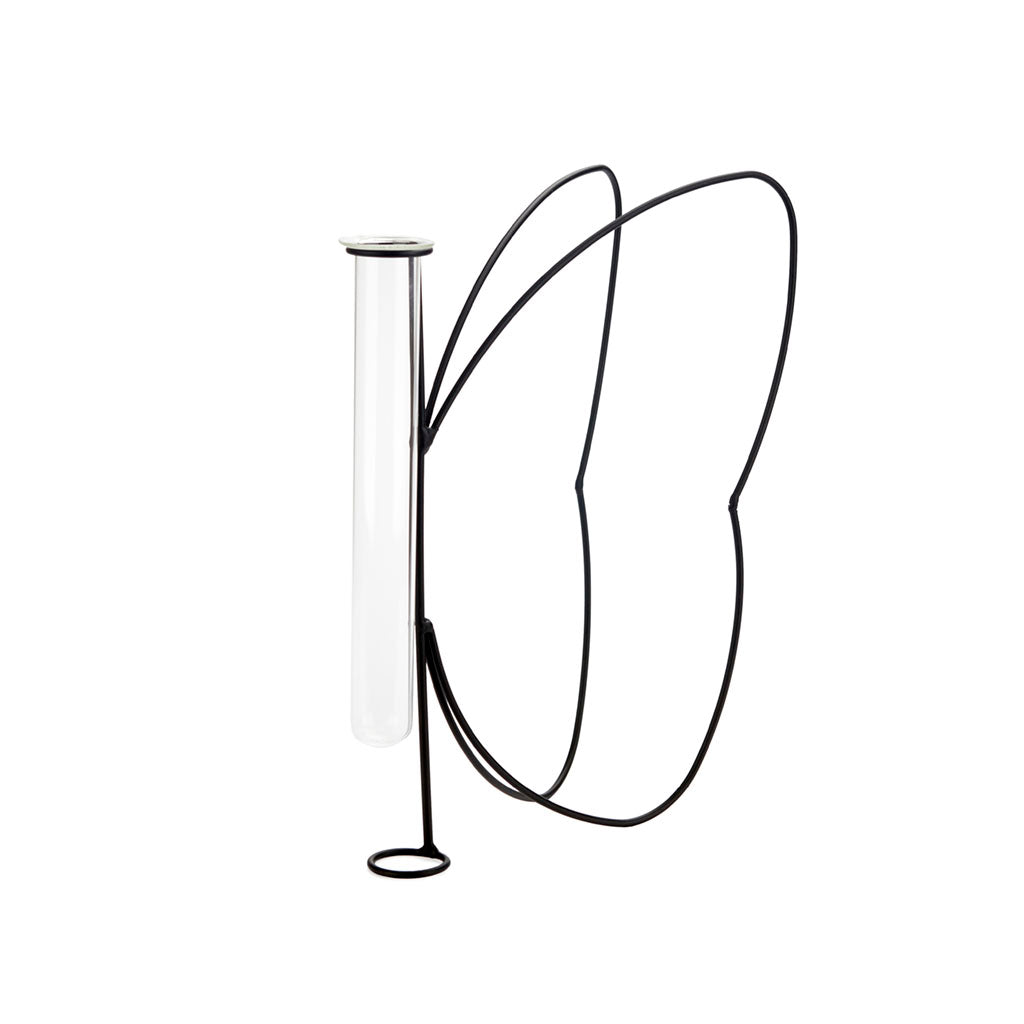 VASE METAL BLACK BUTTERFLY