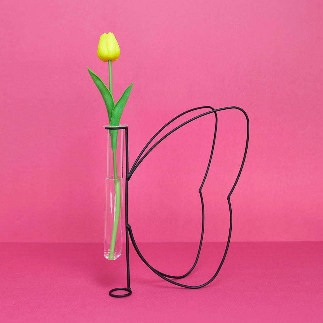 VASE METAL BLACK BUTTERFLY