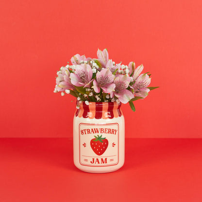 VASE CERAMIC RED STRAWBERRY