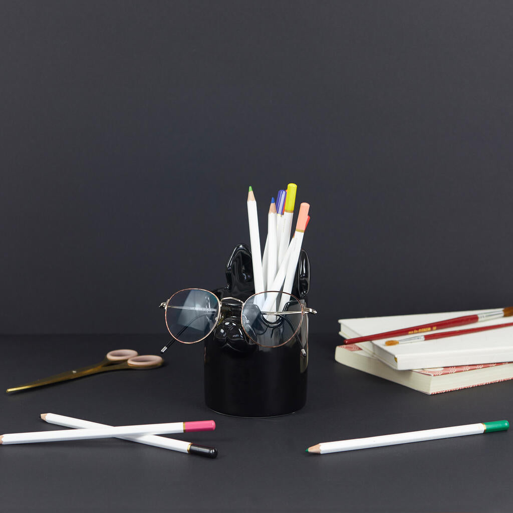 PEN HOLDER BLACK NOSY DOG
