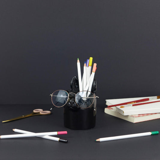 PEN HOLDER BLACK NOSY DOG