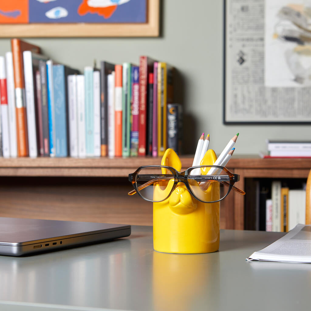 PEN HOLDER YELLOW NOSY DOG