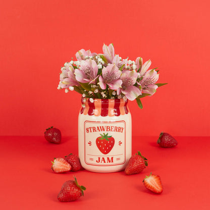 VASE CERAMIC RED STRAWBERRY