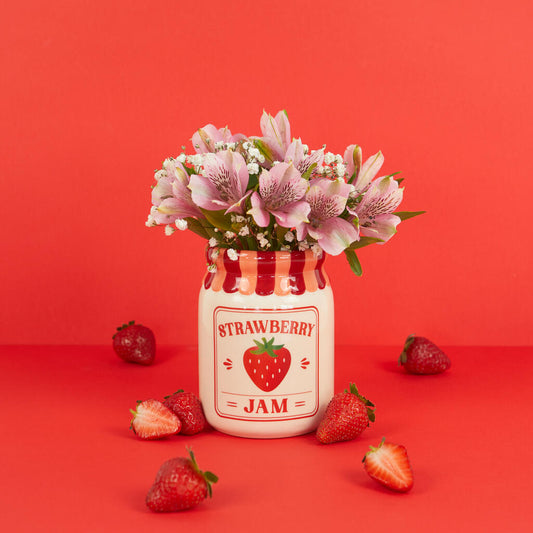 VASE CERAMIC RED STRAWBERRY