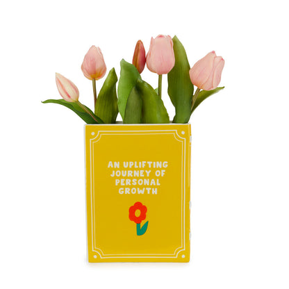 VASE CERAMIC YELLOW BOOK