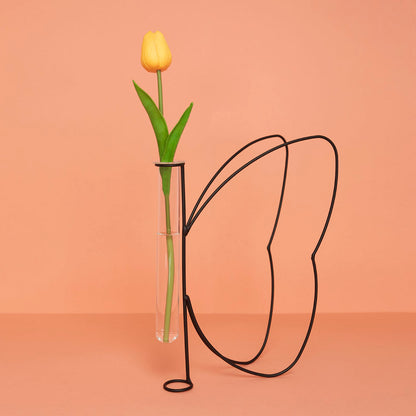 VASE METAL BLACK BUTTERFLY