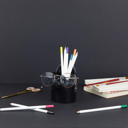 PEN HOLDER BLACK NOSY CAT
