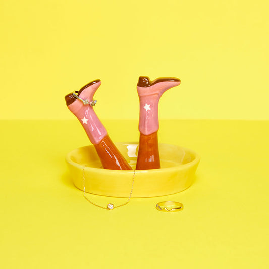 JEWELRY HOLDER YELLOW LEGS