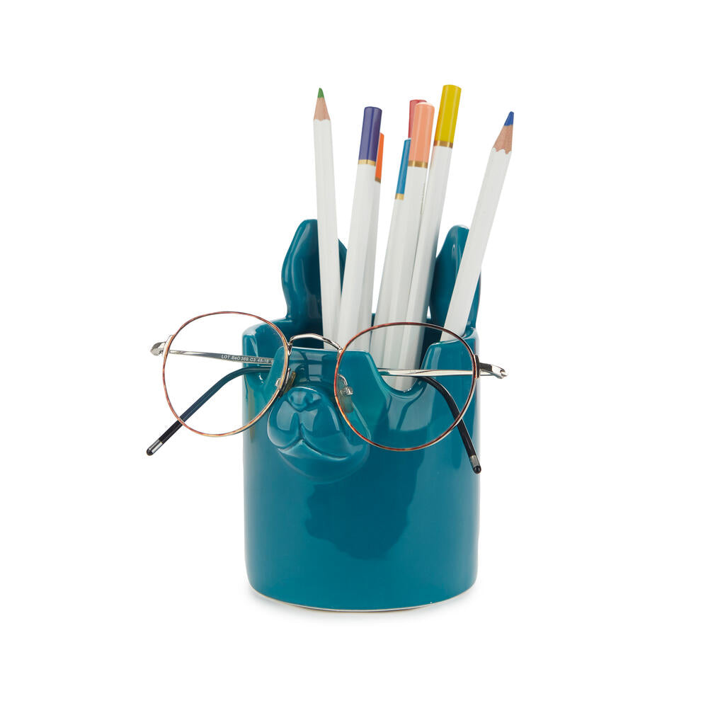 PEN HOLDER BLUE NOSY DOG