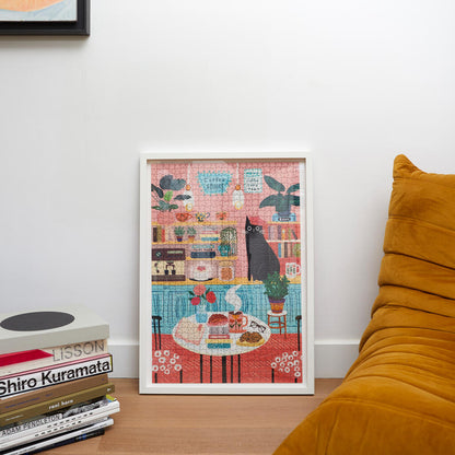 PUZZLE CHIPBOARD ART CAT CAFE