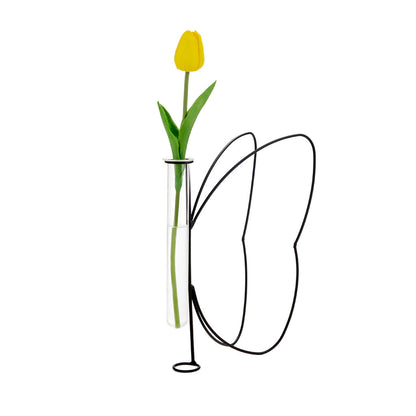 VASE METAL BLACK BUTTERFLY