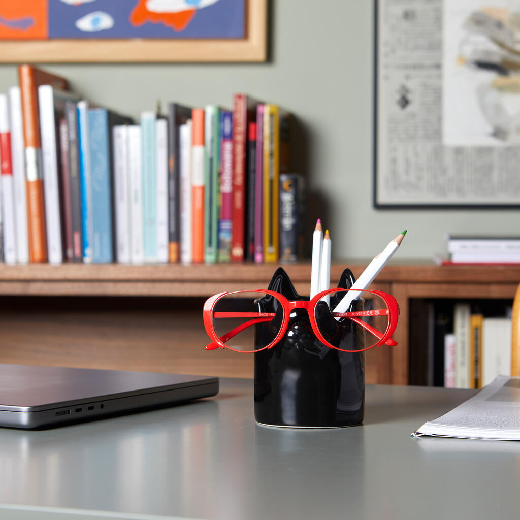 PEN HOLDER BLACK NOSY CAT