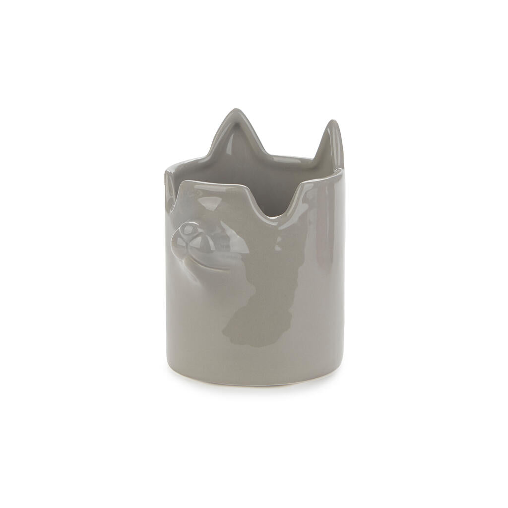 PEN HOLDER GREY NOSY CAT