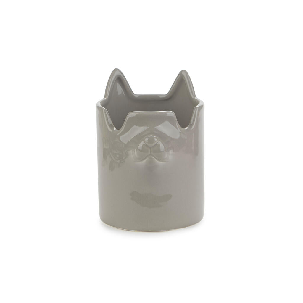 PEN HOLDER GREY NOSY CAT
