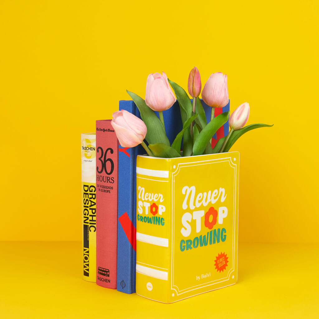 VASE CERAMIC YELLOW BOOK