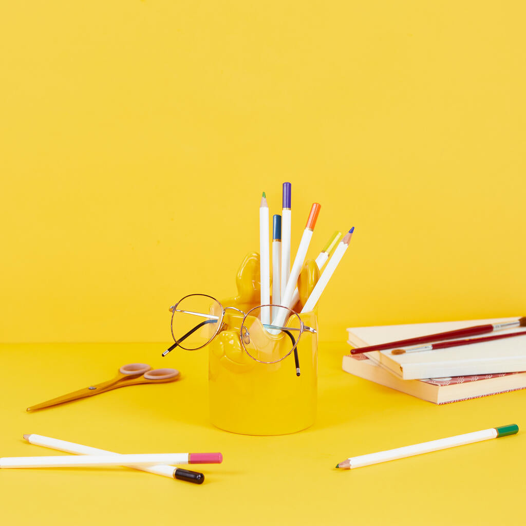 PEN HOLDER YELLOW NOSY DOG