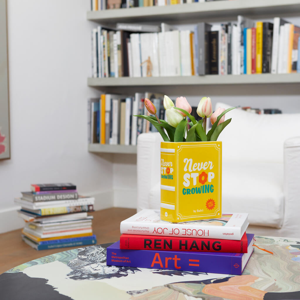 VASE CERAMIC YELLOW BOOK