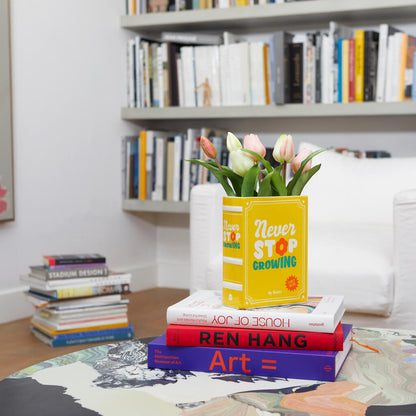 VASE CERAMIC YELLOW BOOK