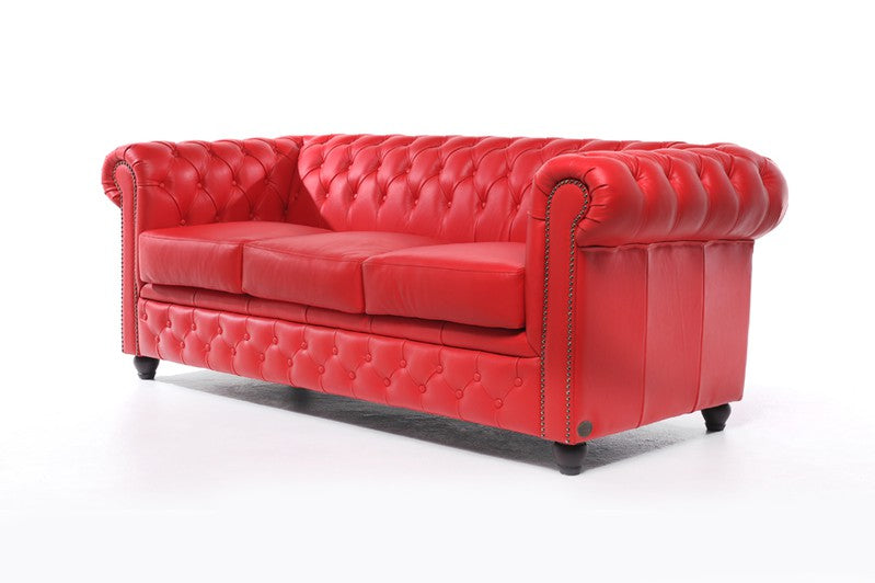 SOFA RED CHESTERFIELD