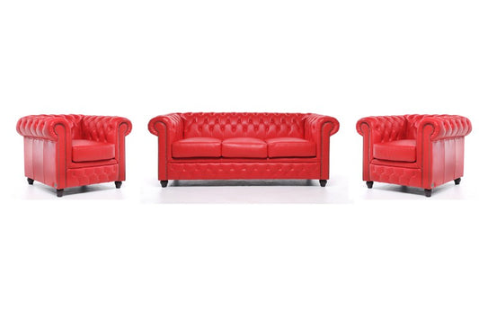 SOFA RED CHESTERFIELD