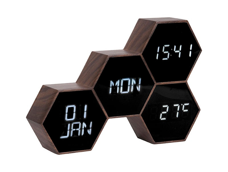 CLOCK BROWN HEXAGON