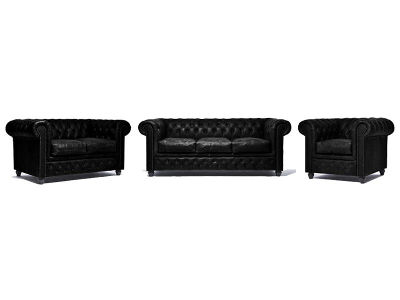 SOFA BLACK CHESTERFIELD