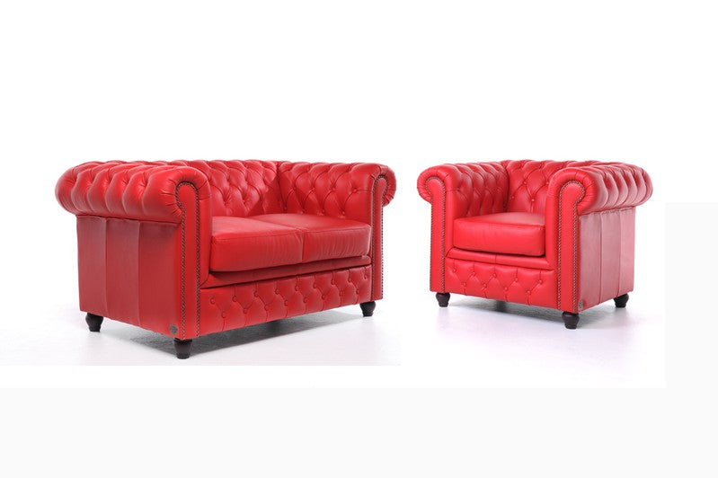 SOFA RED CHESTERFIELD