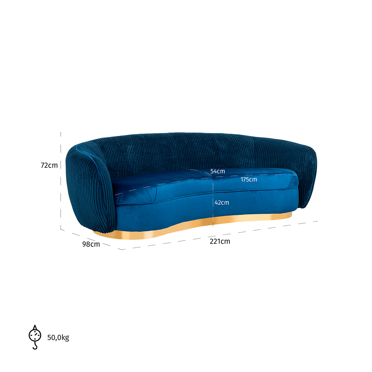 SOFA GOLD BLUE MOLLIS