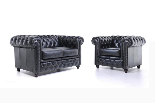 SOFA BLACK CHESTERFIELD