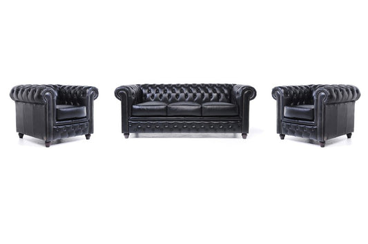 SOFA BLACK CHESTERFIELD